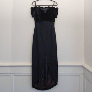 Vintage Saks Fifth Avenue Strapless Velvet Bodice Gown by Tomasz Starzewski